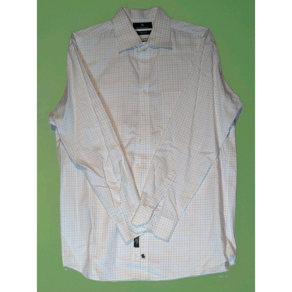 Hart Schaffner Marx Mens 16.5 -35 Plaid Non-Iron Dress Shirt Cotton Blend
